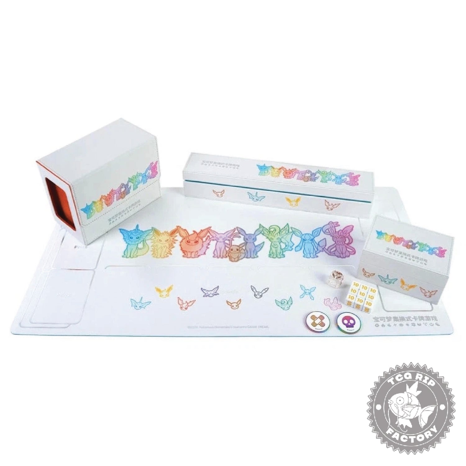 pokemon card game accessories Pokémon TCG: Chinese Eeveelution Playmat, Deck Box, and Accessories Set (2024 Eevee Gift Box)
