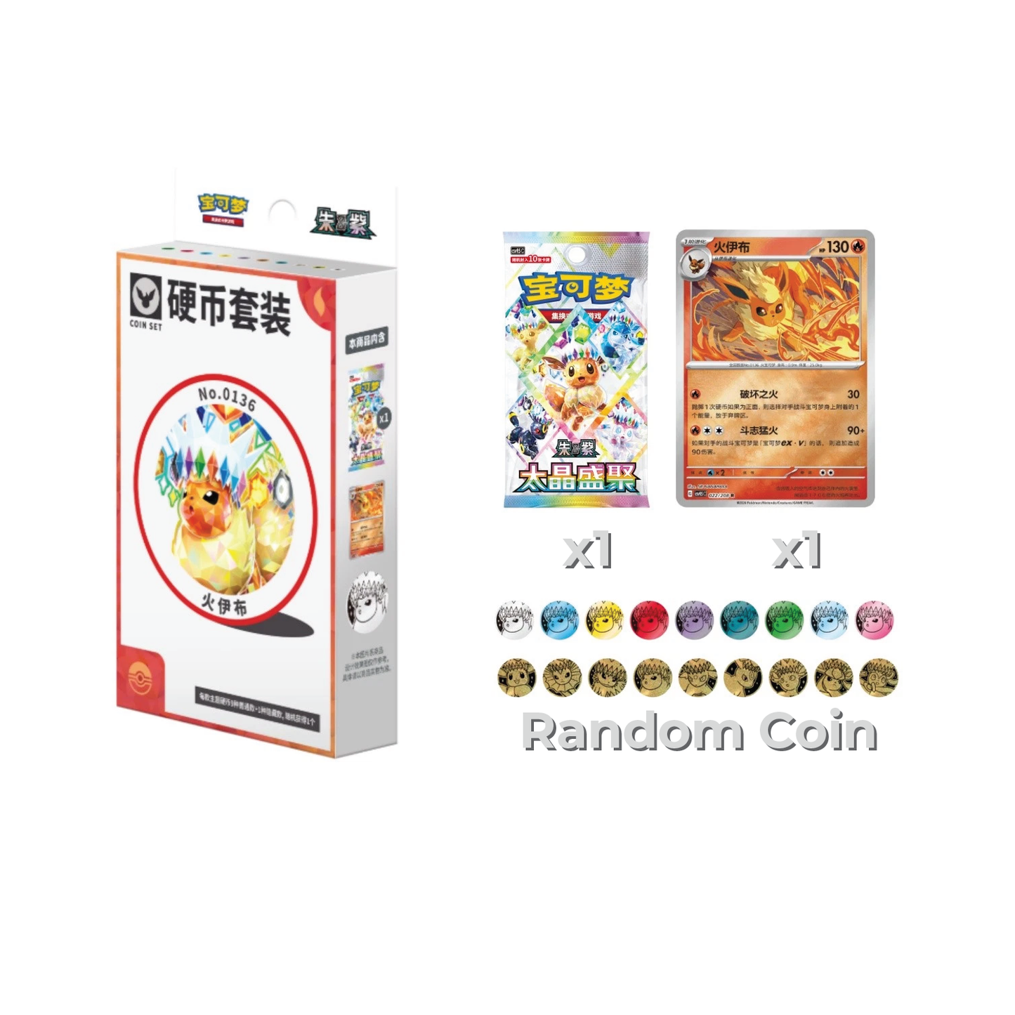 Pokémon TCG: Coin Set- Great Crystal Grand Gathering (Chinese, 1 coin, 1 pack)